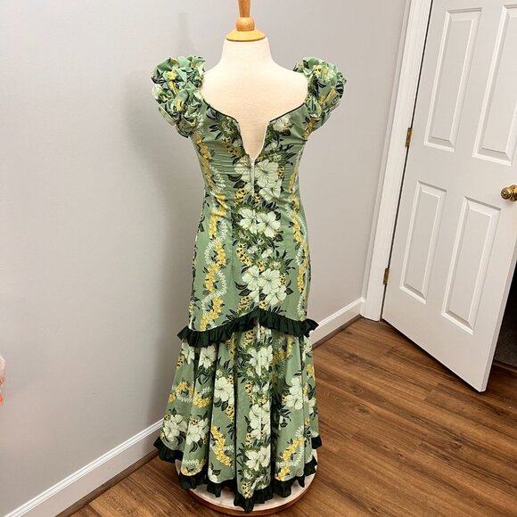 Vintage Hoku Hawaii Hibiscus Green Traditional Muumuu Dress Sz S - Picture 12 of 12